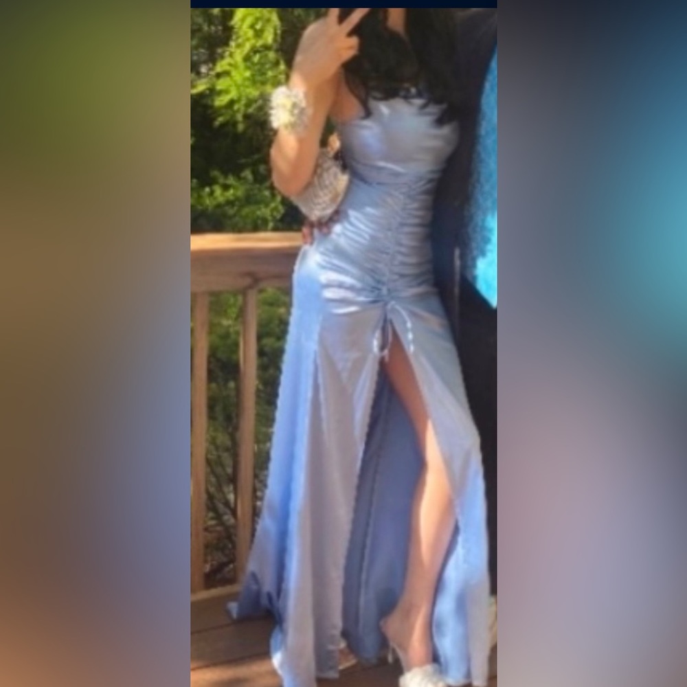 Lace Up Back Light Blue Windsor Maxi Dress with Sinch
